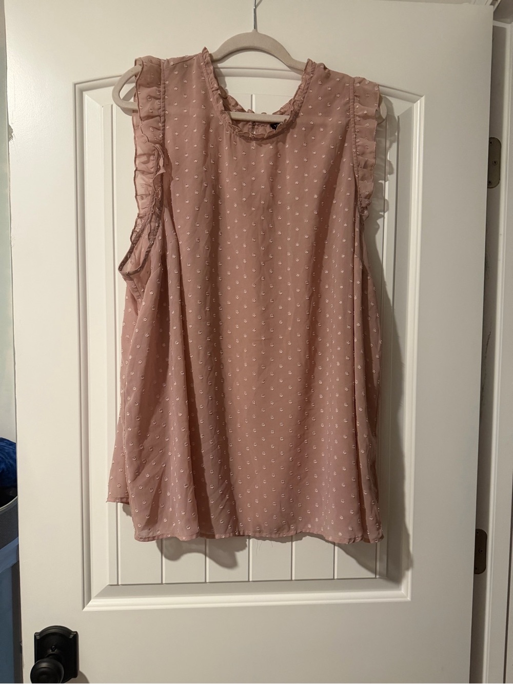 torrid Dusty Rose Almost sheer Sleeveless Ruffle Dot Blouse